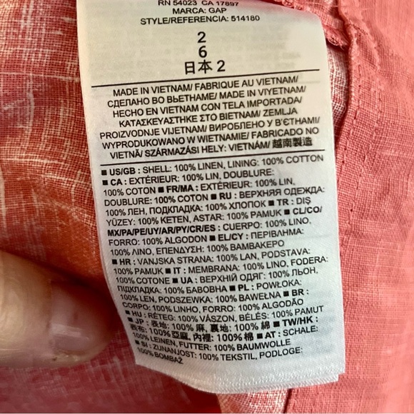 GAP Fit and Flare Coral/Pink Linen Sleeveless Dress, Size S - Picture 8 of 9